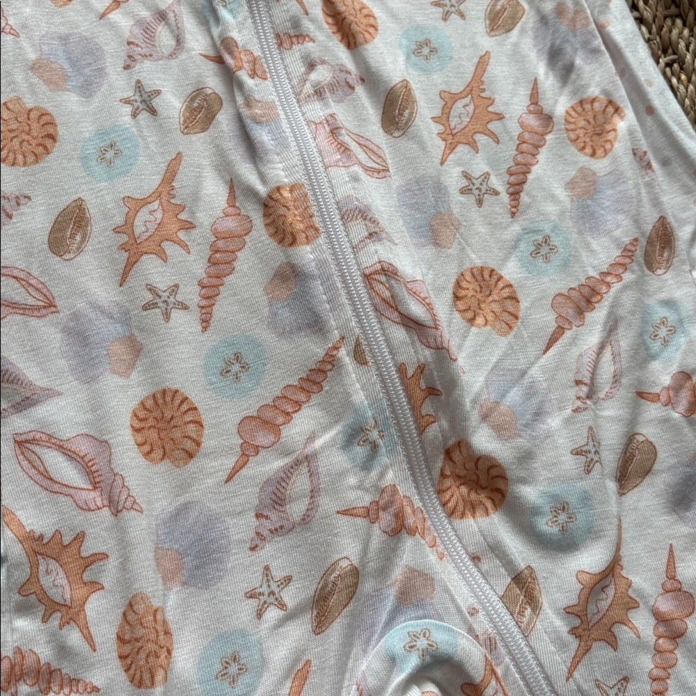 Milkberry Floral Baby Footie Seashells Beach Size 3-6 Months Set of 2 - Picture 3 of 4